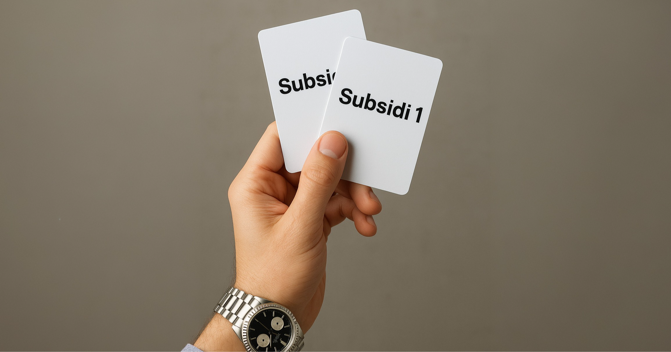 Ilustrasi tangan memegang kartu subsidi -NEXT Indonesia Center