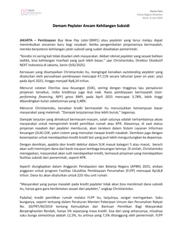 Press Release_Demam Paylater Ancam Kehilangan Subsidi_NEXT Indonesia.png