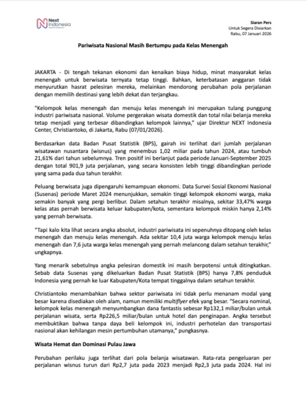 Press Release_ Pariwisata Nasional Masih Bertumpu pada Kelas Menengah_NEXT Indonesia Center.png