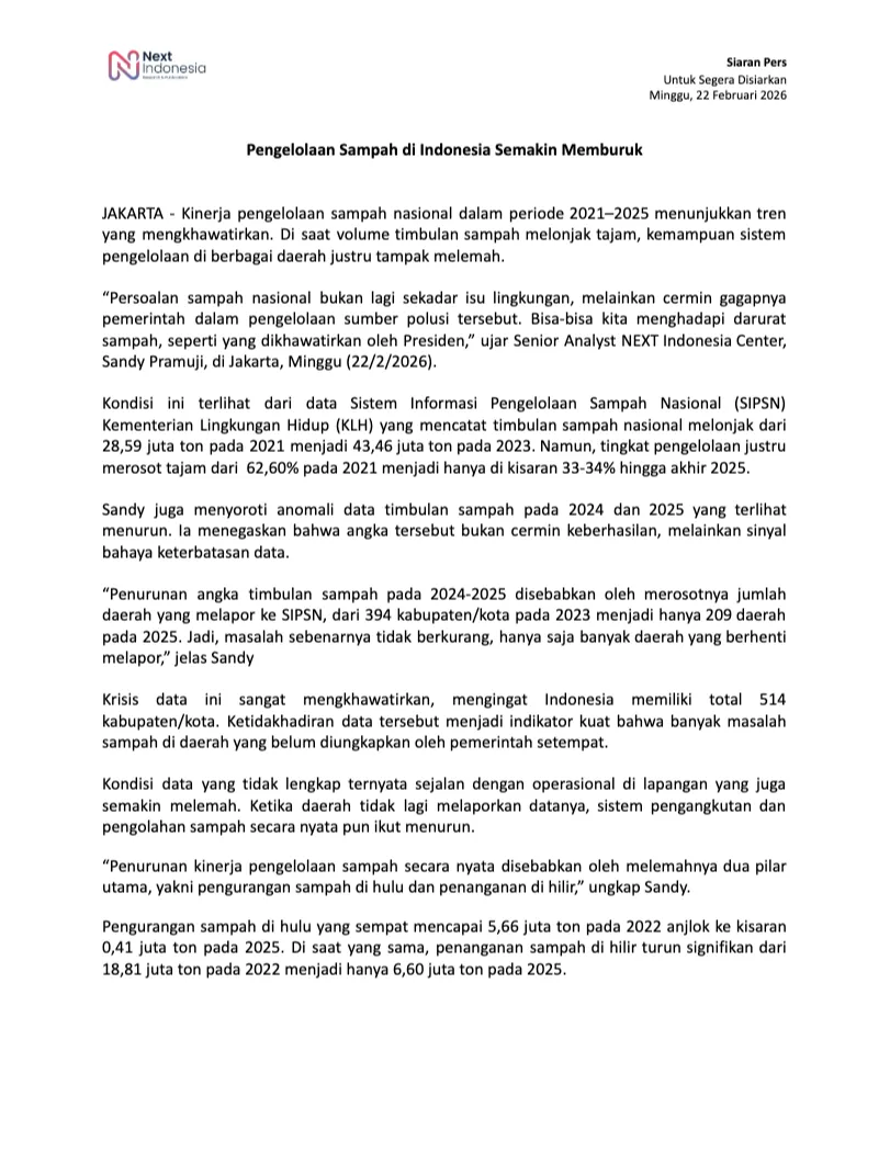 cover siaran pers Pengelolaan Sampah di Indonesia Semakin Memburuk.png