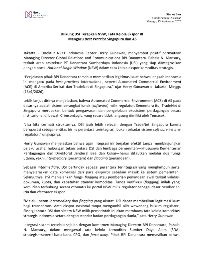 Cover Siaran Pers Dukung DSI Terapkan NSW, Tata Kelola Ekspor RI Mengacu Best Practice Singapura dan AS.png