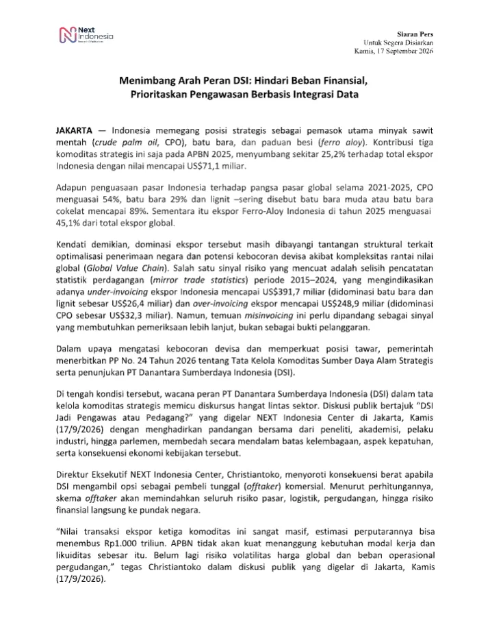 Cover Siaran Pers Menimbang Arah Peran DSI Hindari Beban Finansial, Prioritaskan Pengawasan Berbasis Integrasi Data.png